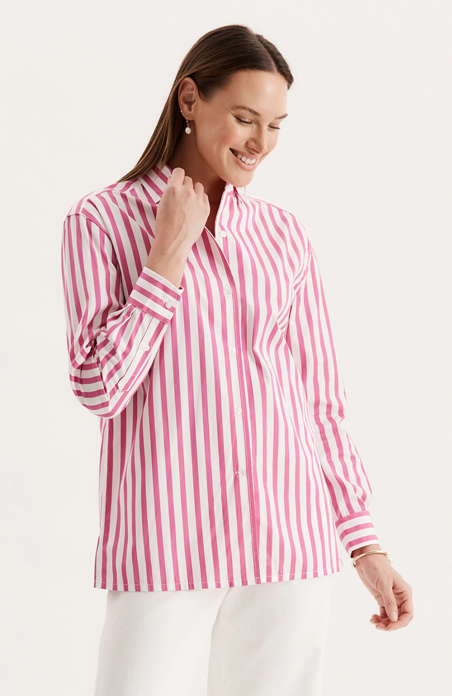 tyler boe natalie stripe top hot pink