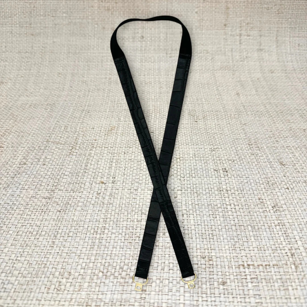 Garland Thin Black Croc Leather Belt