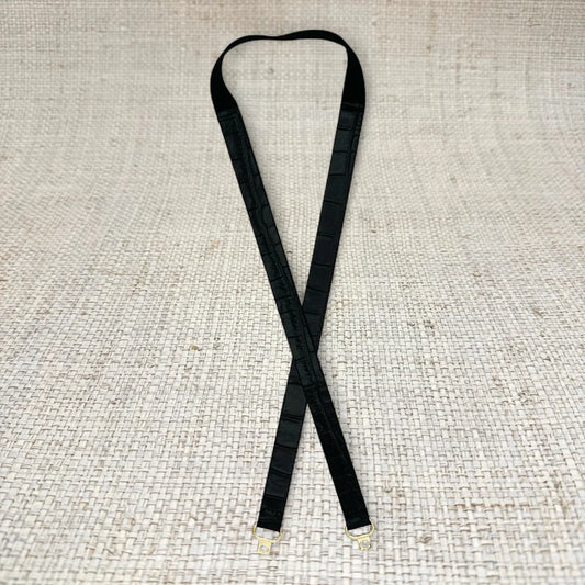 Garland Thin Black Croc Leather Belt