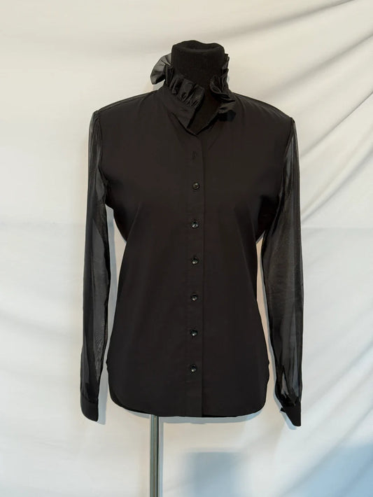 boho chic button up blouse black