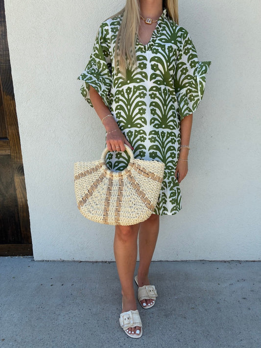 soliel mini dress grass ikat