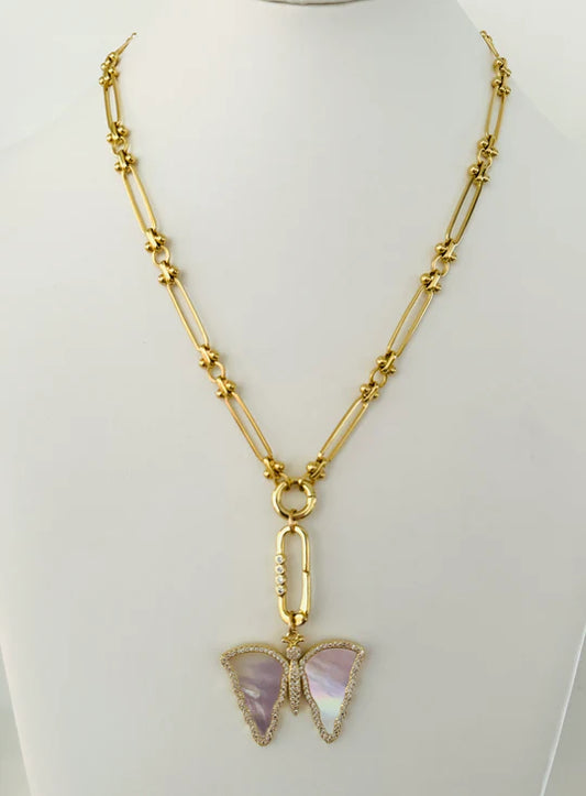 knotty bling necklace MOP butterfly
