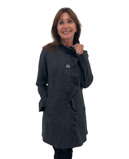 r3819 ruffle knit jacket heather