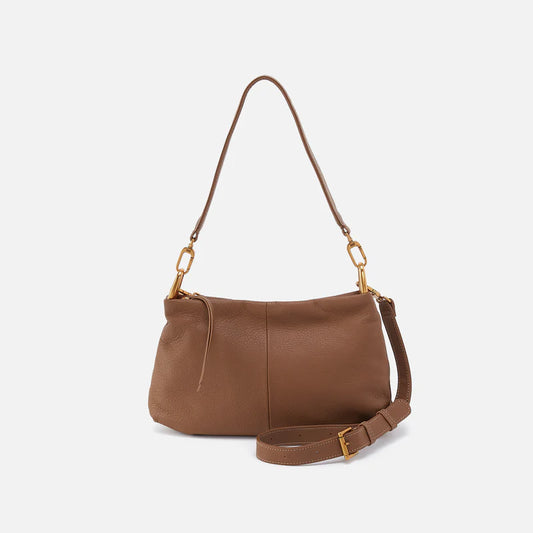 hobo advance shoulder bag pebbled leather timber brown