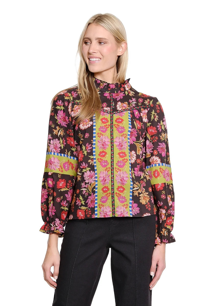 Tru Luxe Multi Neck Mixed Print Top