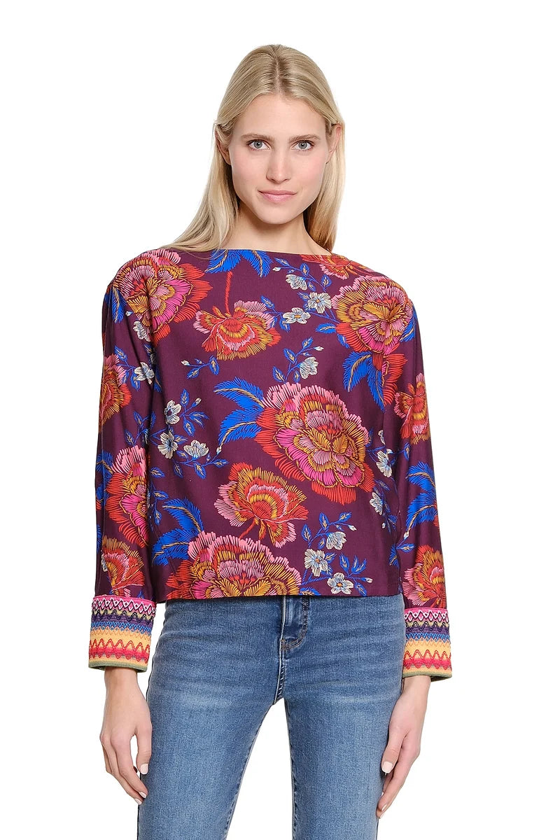 Tru Luxe Multi Boatneck Long Sleeve Top