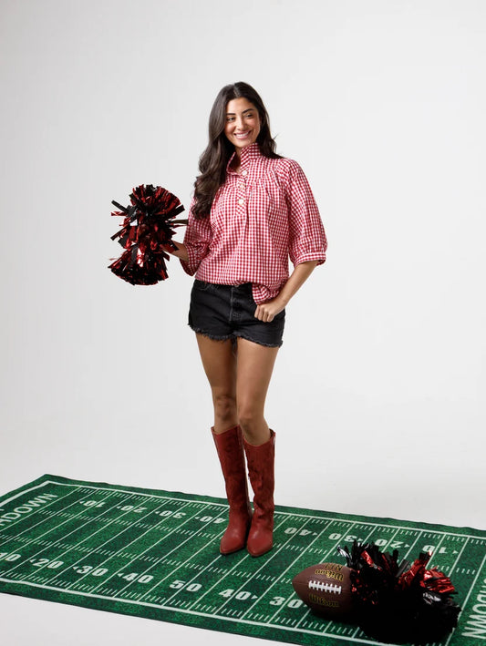 holly shae avie top- red /white gingham