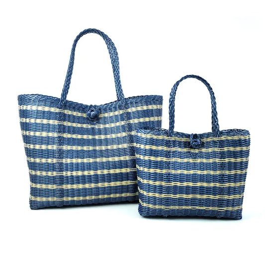 The lilley line Extra Small Sailor Stripe in Fog Blue tote