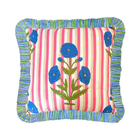 Laura Park Marigold Stripes Block Print Throw Pillow, Pink