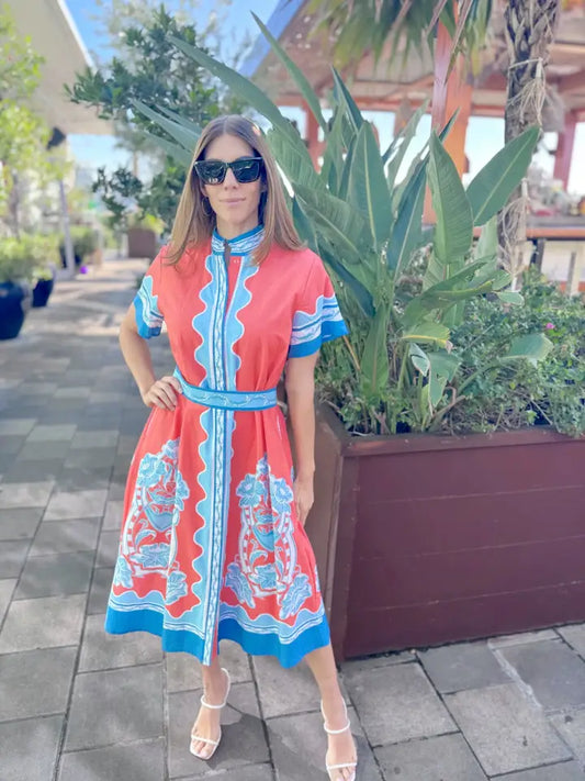 Sydney Shirtdress | Bouquet Coral dress