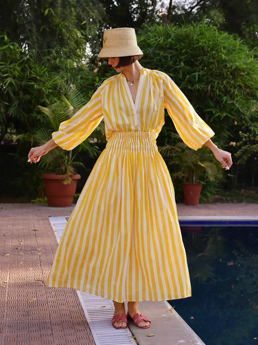 Porto Popover Yellow Stripe top