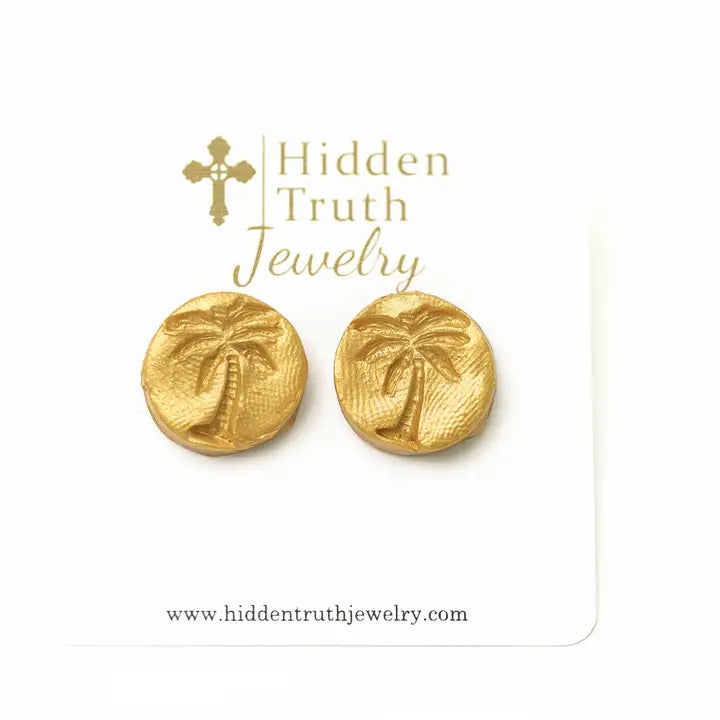 Hidden Truth Palmetto Tree Stud Earrings